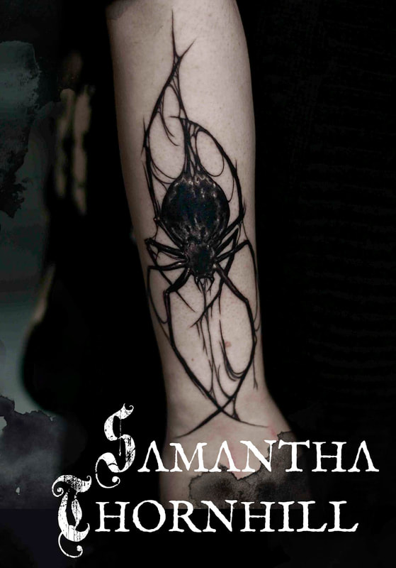 Samantha thornhill saint thorns everblack tattoo sheffield black and grey floral dark fantasy tattoo